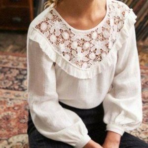 Madewell Lace Sézane® Maggy Ruffled Top in Ivory - Size 38 (M)